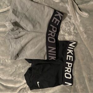 Nike Pro Shorts - Light Gray and Black